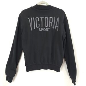 Victoria's Secret Sport Full Zip Sweatshirt Jacket Embroidered Black Women S